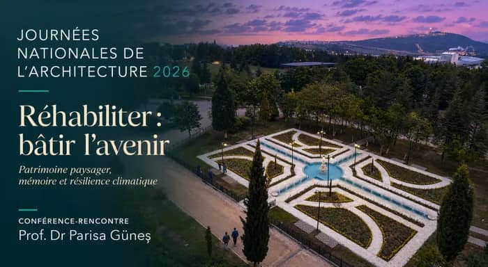 Illustration de l'événement : [EN LIGNE] Conférence-rencontre "Réhabiliter : bâtir l’avenir : patrimoine paysager, mémoire et résilience climatique"