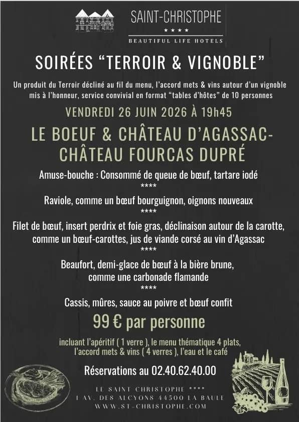 Illustration de l'événement : Soirées Terroir et vignoble au restaurant le Saint-Christophe