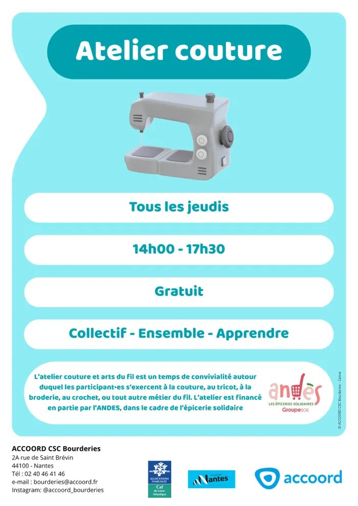 Illustration de l'événement : Atelier couture et arts du fil