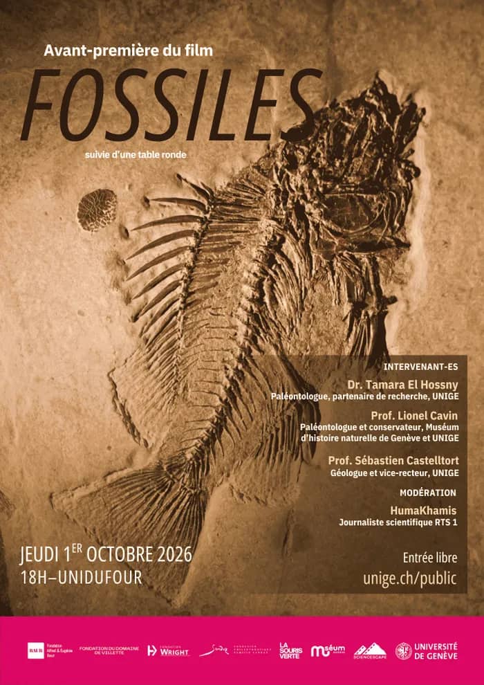 Illustration de l'événement : Projection de « Fossiles : Chroniques de la Terre » à l’Université de Genève, suivi d’une table ronde