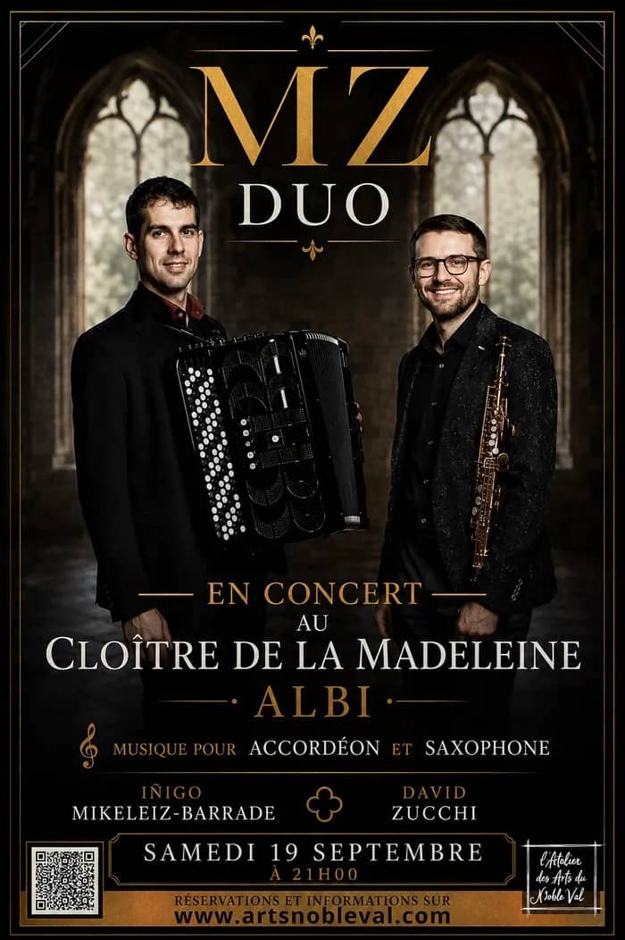 Illustration de l'événement : MZ Duo en concert au cloître de la Madeleine pour les Journées du Patrimoine
