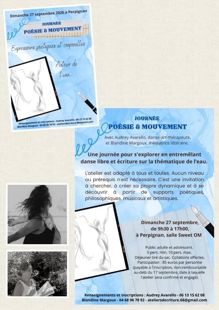 Illustration de l'événement : Poésie & Mouvement • Expressions poétiques et corporelles sur le thème de l'eau