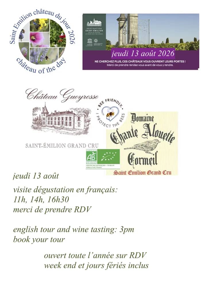 Illustration de l'événement : Saint Emilion, château du jour : jeudi 13 août