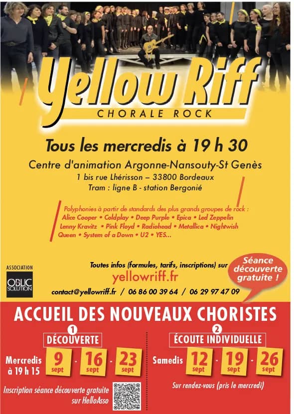Illustration de l'événement : Chorale rock YELLOW RIFF : séances découverte gratuites