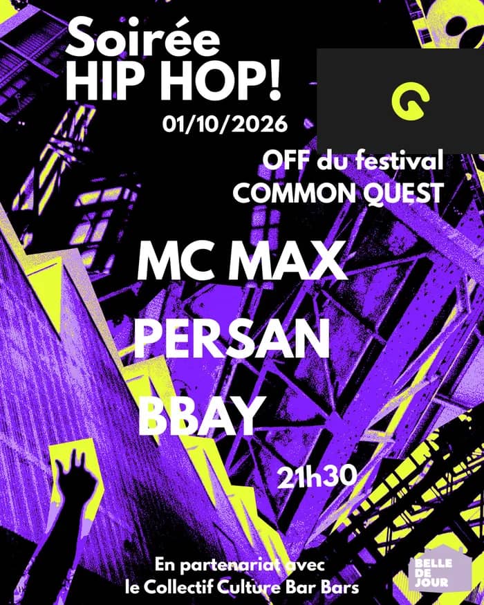 Illustration de l'événement : Soirée HIP HOP live ! Avec MC MAX, PERSAN et BBAY