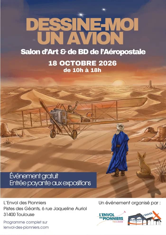 Illustration de l'événement : Dessine moi un avion : salon d'art et BD de l'Aéropostale