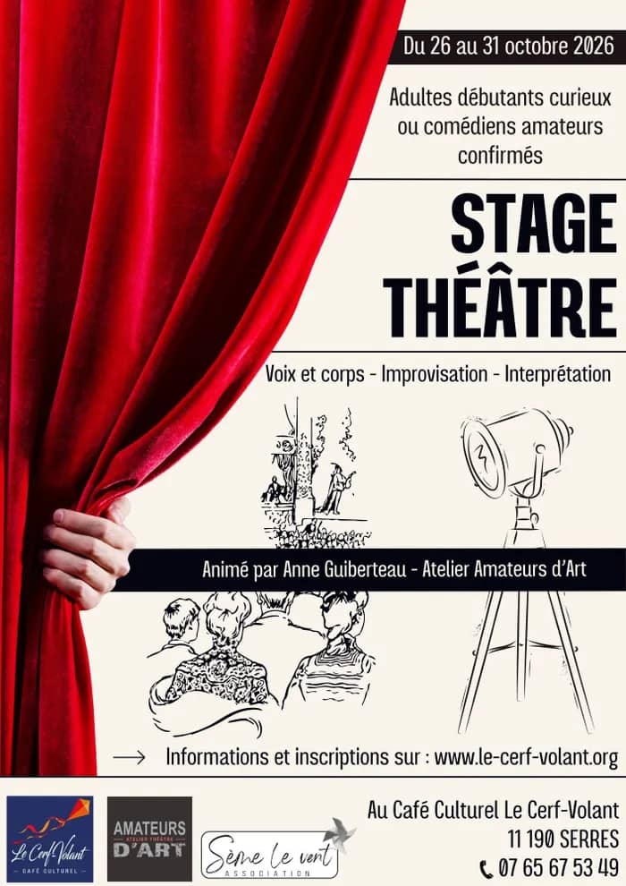 Illustration de l'événement : Stage Théâtre pour adultes, débutants curieux ou comédiens amateurs confirmés