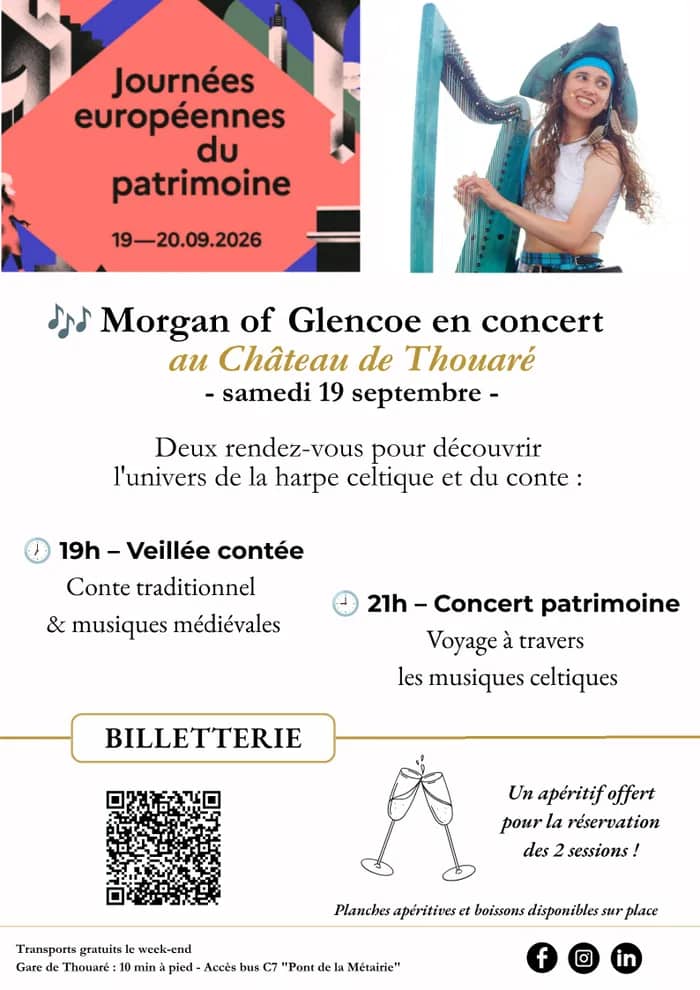 Illustration de l'événement : Concerts de Morgan of Glencoe dans l'univers de la harpe celtique, du chant, et du conte.