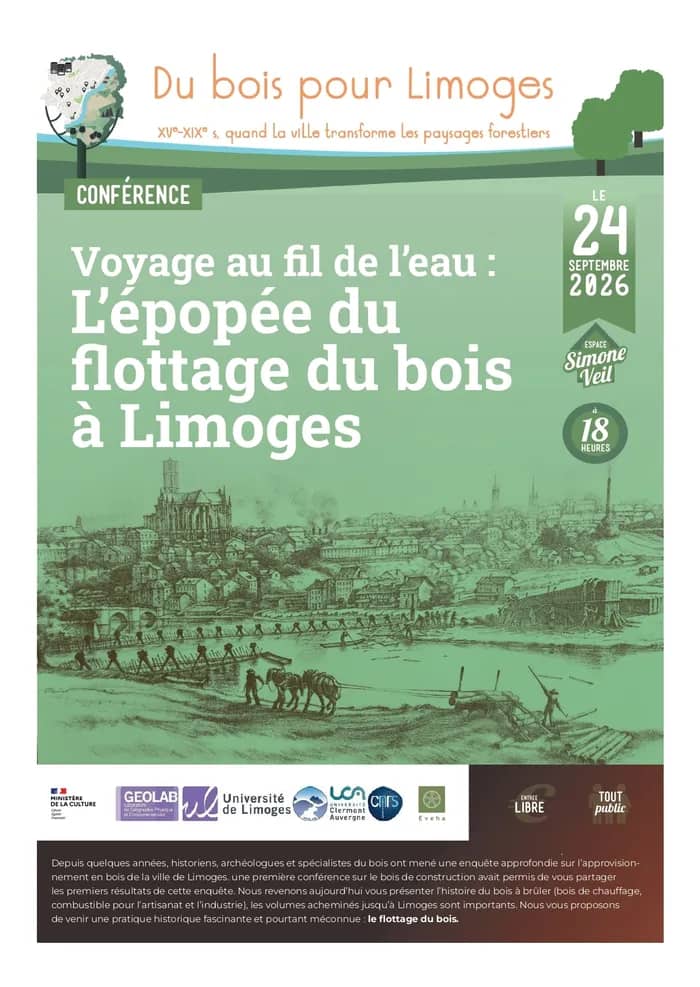 Illustration de l'événement : Conférence Voyage au fil de l'eau : l'épopée du flottage du bois à Limoges
