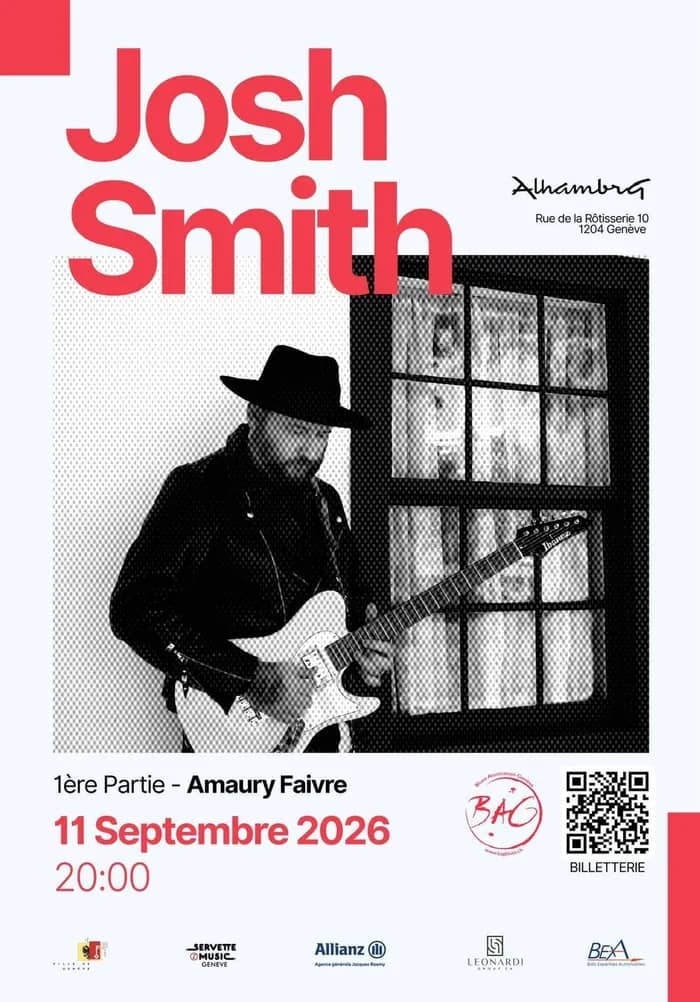 Illustration de l'événement : Josh Smith à l'Alhambra, Amaury Faivre en 1ere partie, concert du BAG