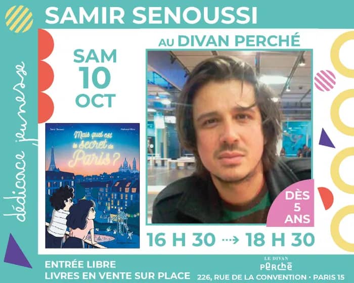 Illustration de l'événement : Jeunesse : Samir Senoussi dédicace en avant-première « Mais quel est le secret de Paris ? »