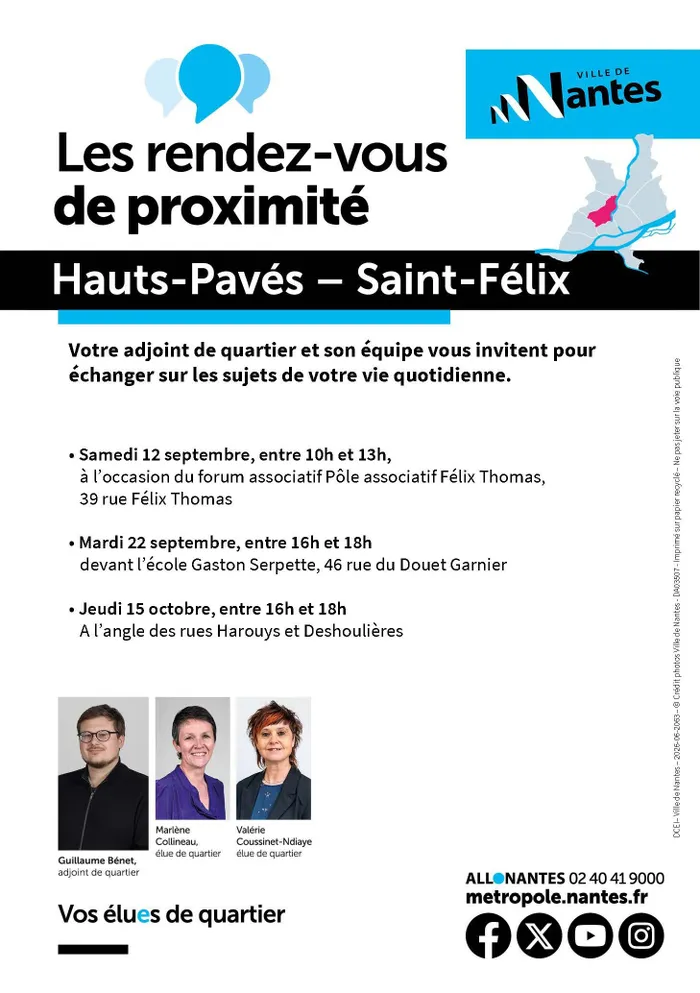 Illustration de l'événement : Les élues et élus à votre rencontre - Quartier Hauts-Pavés Saint-Félix