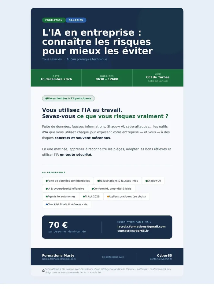 Illustration de l'événement : L'IA en entreprise :connaître les risques pour mieux les éviter