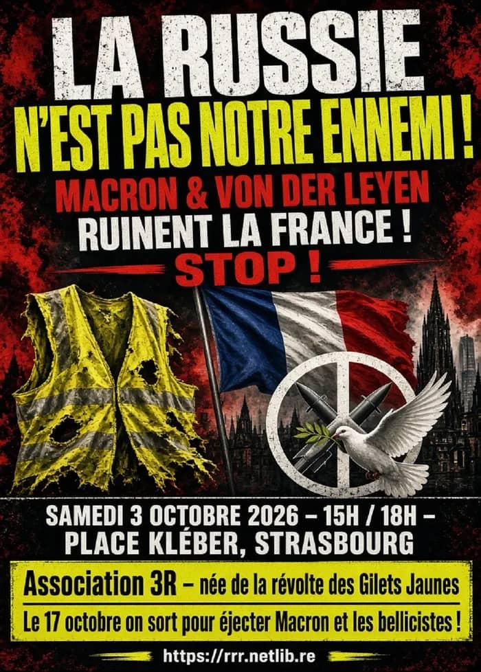 Illustration de l'événement : LA RUSSIE N’EST PAS NOTRE ENNEMI ! MACRON & VON DER LEYEN RUINENT LA FRANCE ! STOP !