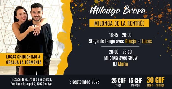 Illustration de l'événement : Milonga Brava avec Gracja La Tormenta & Lucas Chidichimo