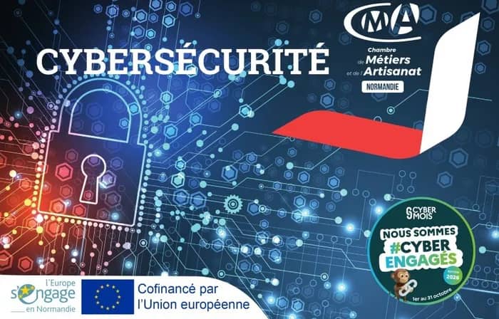 Illustration de l'événement : Atelier découverte : 5 actions essentielles pour votre cybersécurité, à la CMA Normandie à Evreux (27)