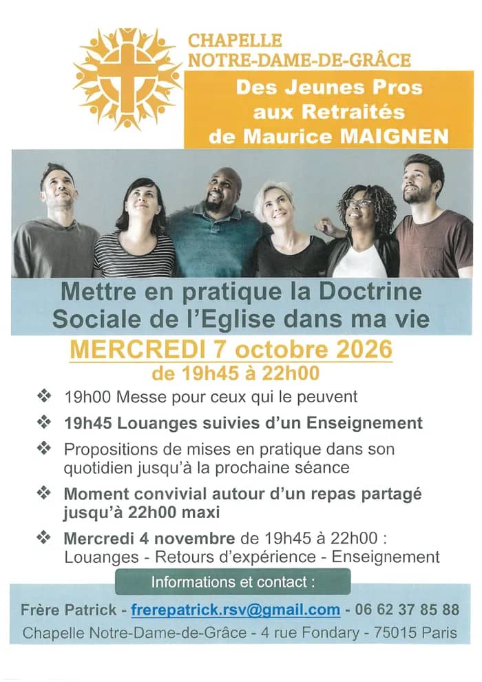 Illustration de l'événement : Formation Jeunes Pro à Retraités à ND de Grâce de Grenelle 75015 le 07/10/2026
