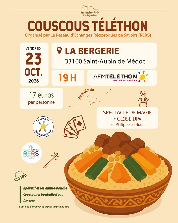 Illustration de l'événement : Couscous Téléthon à Saint-Aubin de Médoc !