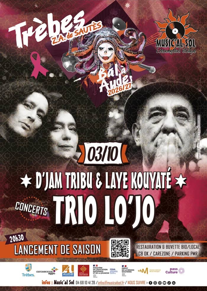 Illustration de l'événement : Concerts de TRIO LO’JO + D’jam Tribu & Laye Kouyaté – Lancement de saison