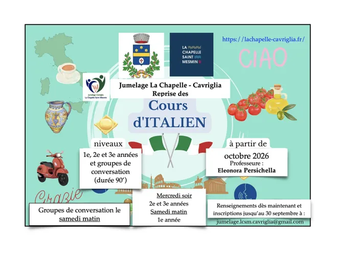 Illustration de l'événement : Cours d'Italien 2026 2027