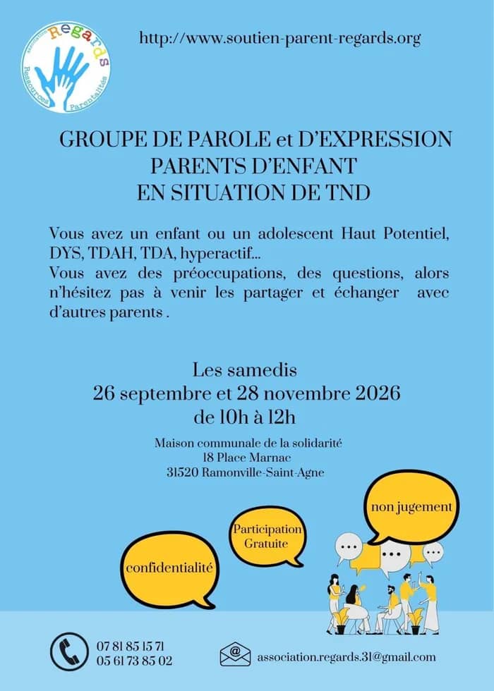 Illustration de l'événement : Groupe de parole et d'expression de parents d'enfant en situation de TND