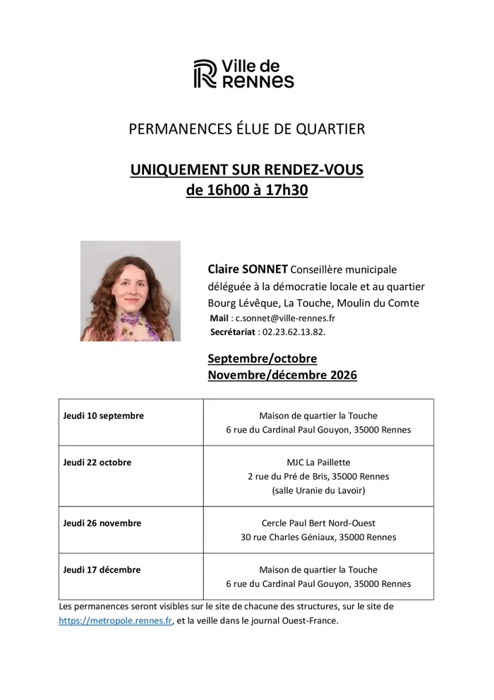 Illustration de l'événement : Permanences Élue de Quartier