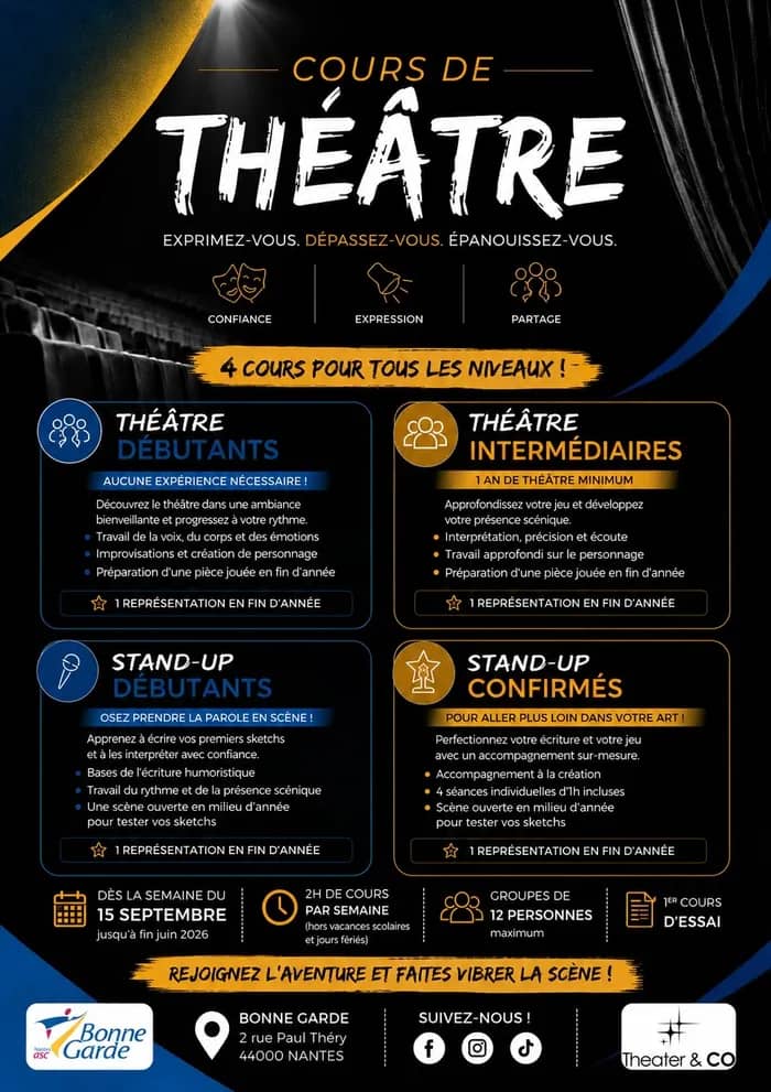 Illustration de l'événement : Cours de Théâtre à Nantes – Saison 2026-2027