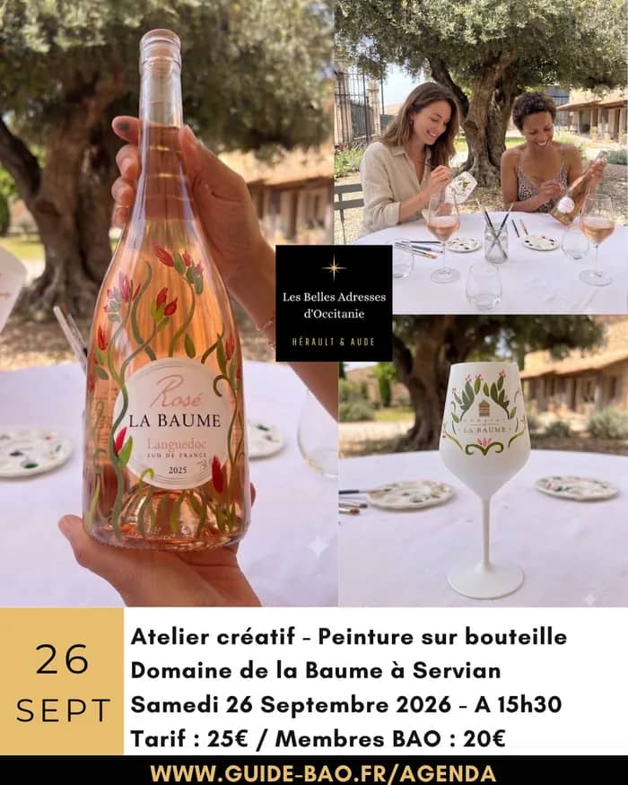 Illustration de l'événement : Atelier peinture sur bouteille / Domaine de la Baume à Servian