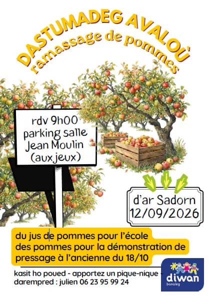 Illustration de l'événement : Ramassage de pommes pour Diwan Banaleg