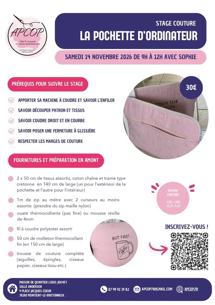 Illustration de l'événement : Stage couture " La Pochette d'Ordinateur "