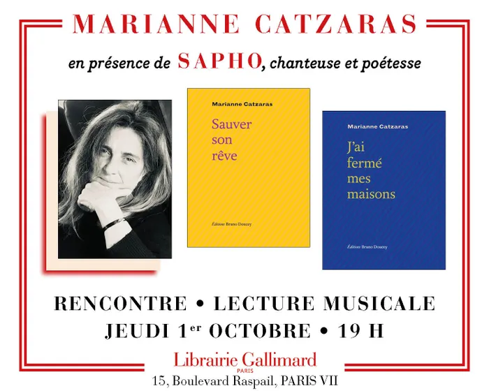Illustration de l'événement : Marianne Catzaras présente une lecture musicale de ses poèmes en présence de Sapho