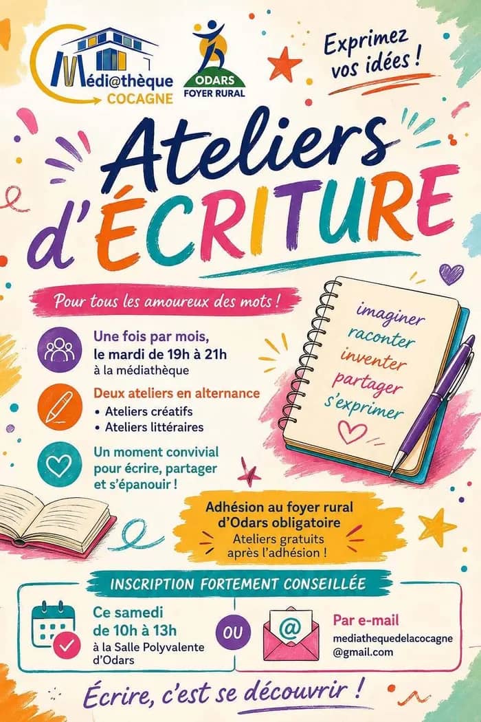 Illustration de l'événement : Ateliers d'écriture