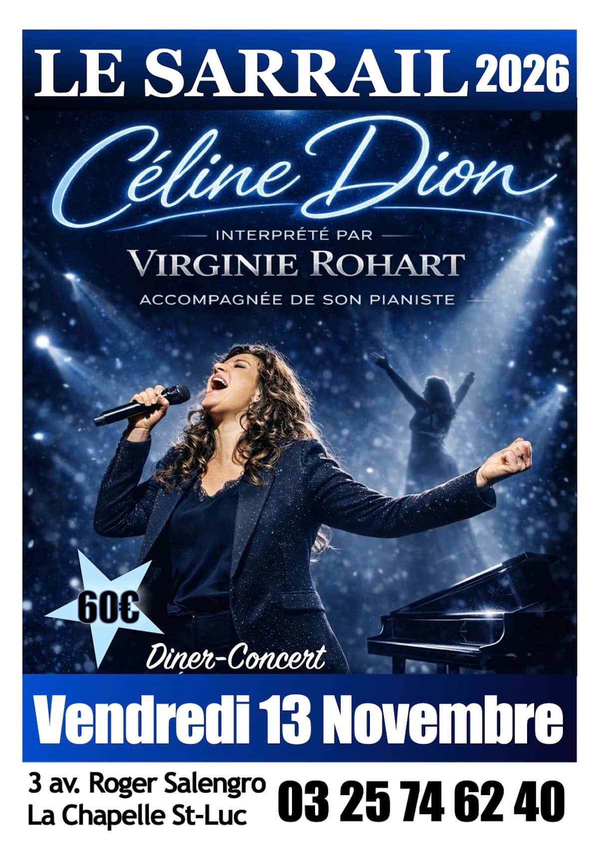 Illustration de l'événement : Soirée dîner-concert Céline DION avec Virginie ROHART