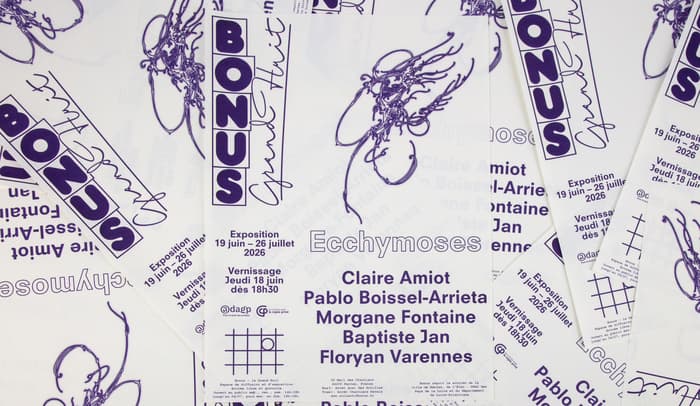 Illustration de l'événement : Ecchymoses, une exposition collective de Claire Amiot, Pablo Boissel-Arrieta, Morgane Fontaine, Baptiste Jan & Floryan Varennes