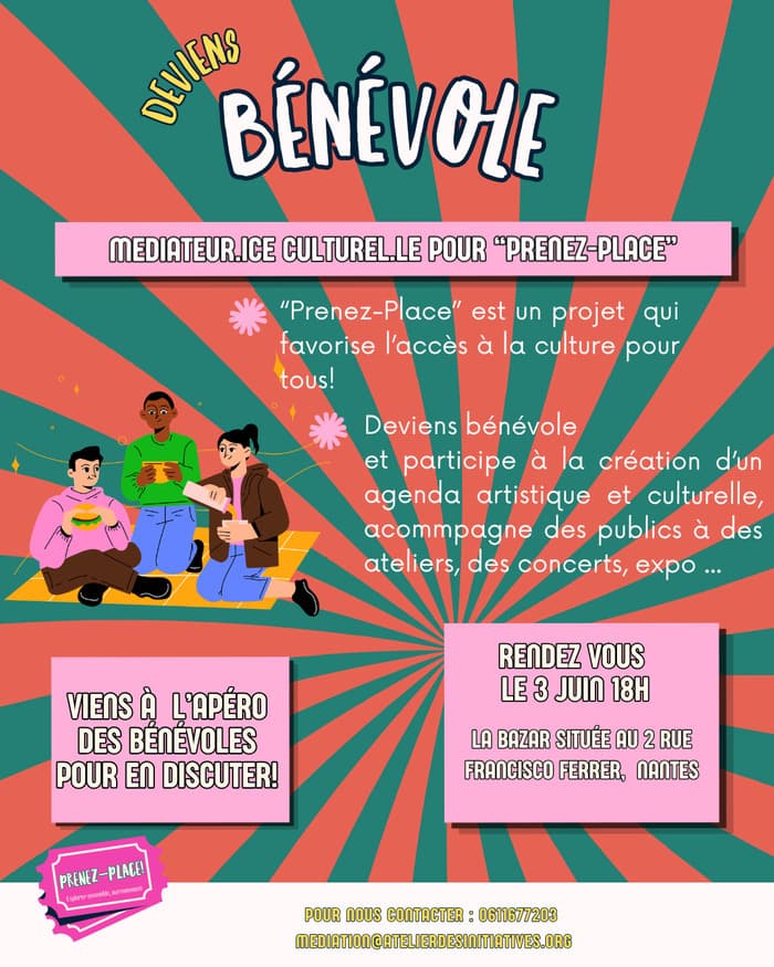 Illustration de l'événement : Apéro "deviens bénévole médiateur.ice culturel.le