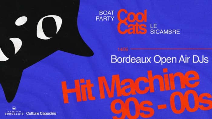 Illustration de l'événement : Cool Cats BOAT PARTY - Années 90/2000s avec Bordeaux Open Air