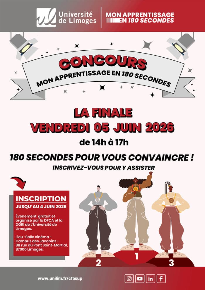 Illustration de l'événement : Finale Concours Mon apprentissage en 180 secondes