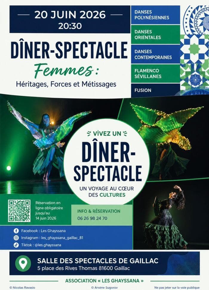 Illustration de l'événement : Soirée diner-spectacle orientale autour du thème Femmes : Héritages, Forces et Métissages.