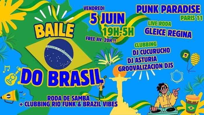 Illustration de l'événement : Baile do Brasil #11 - live roda samba + Djs 100% Brazil vibes