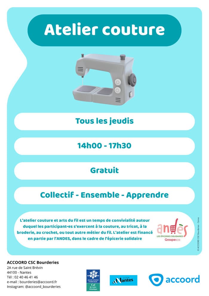 Illustration de l'événement : Atelier couture et arts du fil