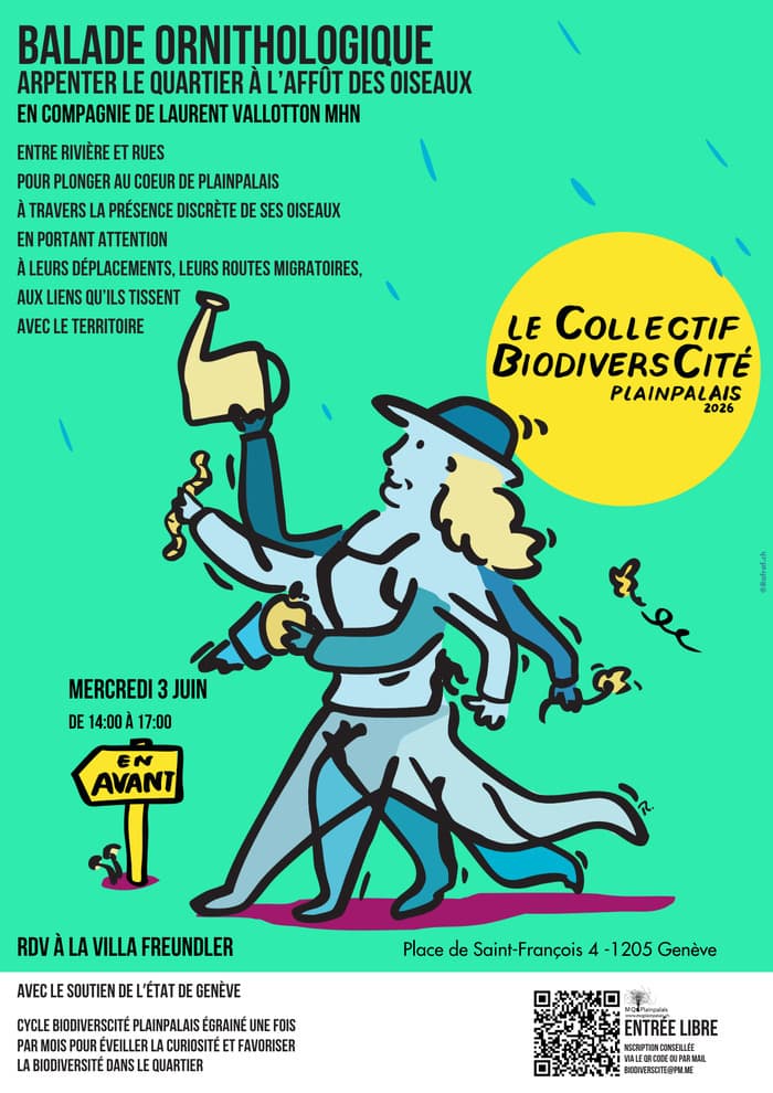Illustration de l'événement : Balade ornithologique
ARPENTER LE QUARTIER À L'AFFÛT DES OISEAUX
