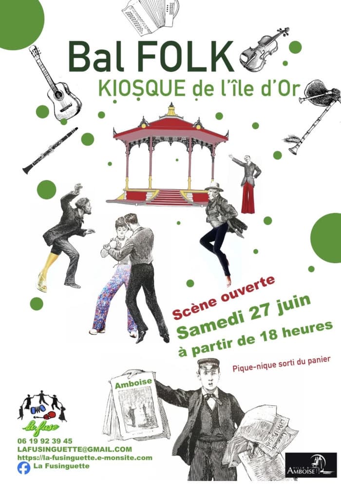 Illustration de l'événement : Bal Folk scène ouverte - Kiosque de l'île d'Or - AMBOISE