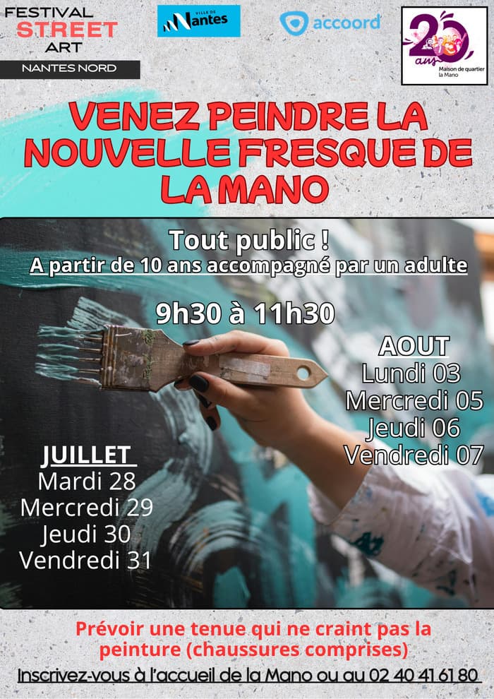 Illustration de l'événement : Venez peindre la nouvelle fresque de la maison de quartier La Mano