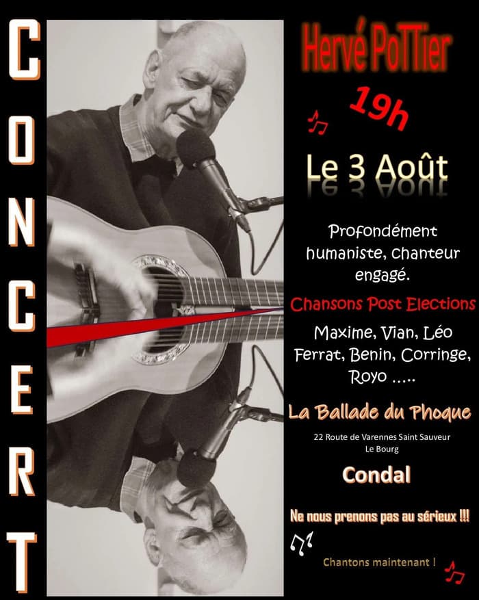 Illustration de l'événement : Spectacle chanson française avec Hervé Pottier chez Tavernier à Fressenneville – 3 juillet