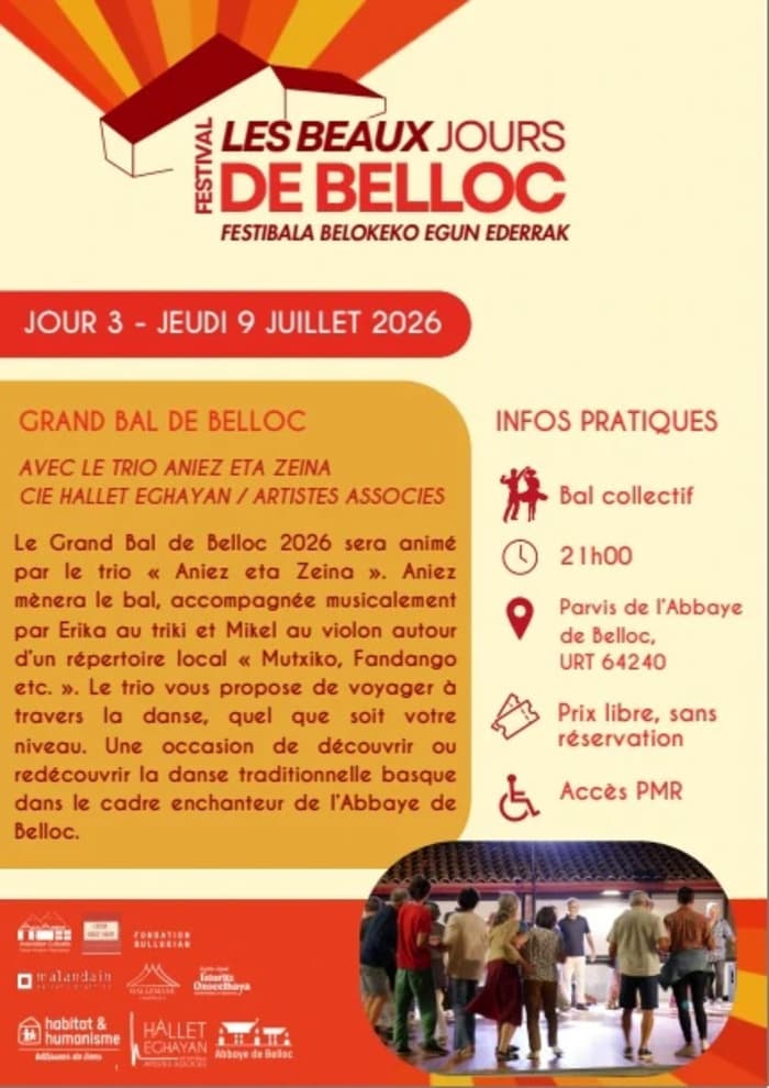 Illustration de l'événement : Bal des Beaux Jours jeudi 9 juillet à l'Abbaye de Belloc Urt 64