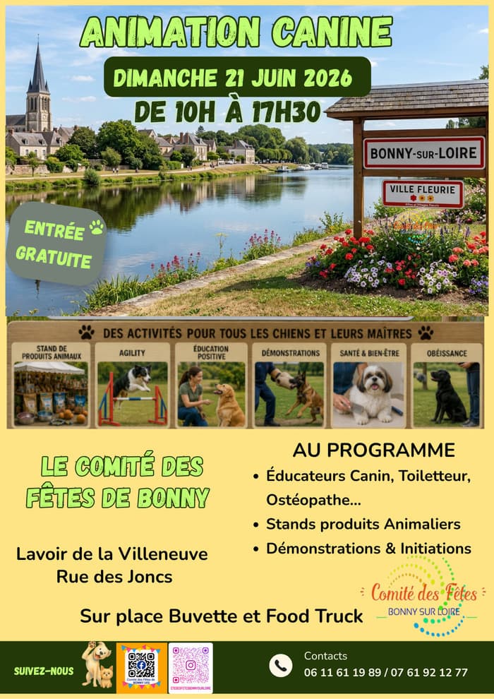 Illustration de l'événement : ANIMATION CANINE à BONNY SUR LOIRE (45) le 21 juin 2026