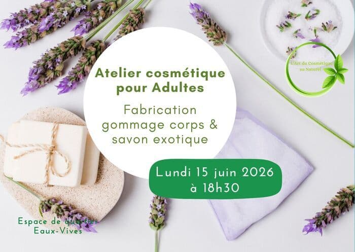 Illustration de l'événement : Atelier cosmétique pour adultes: Fabriquez votre Gommage corps & votre Savon exotique