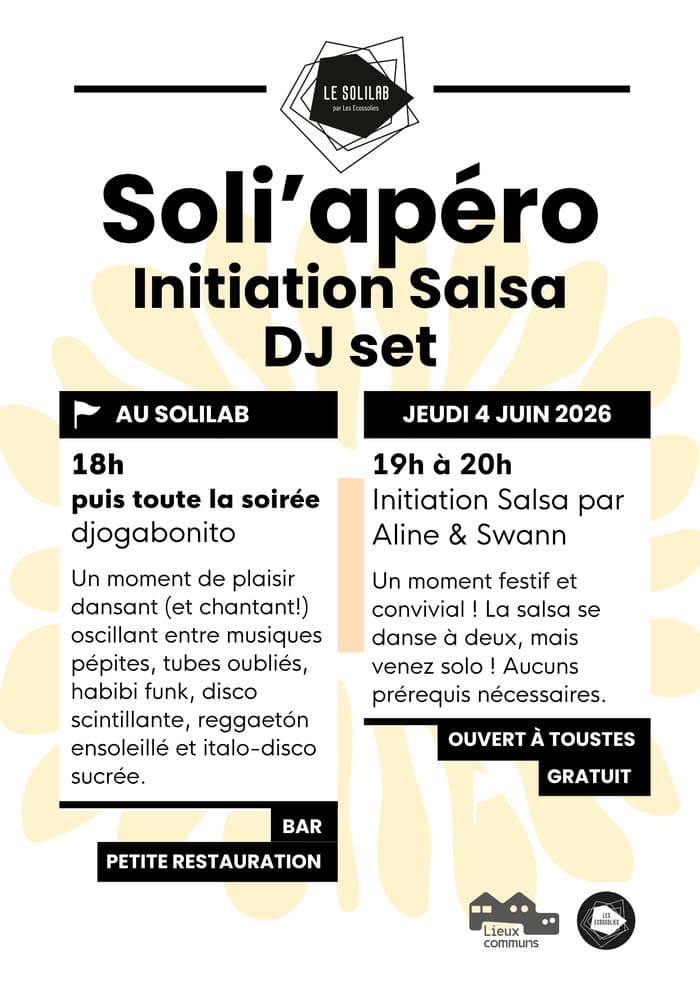 Illustration de l'événement : Soli'apéro - soirée initiation salsa et DJ set