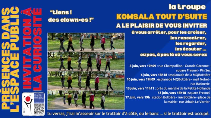 Illustration de l'événement : Tiens ! des clowns ! - La troupe Komsala Tout d'suite en balade