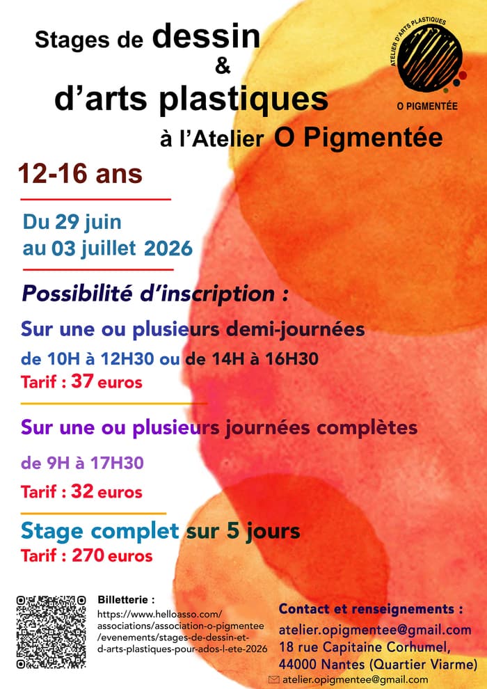 Illustration de l'événement : Stages de dessin et d'arts plastiques pour ados / l'été 2026